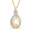 Thumbnail Image 1 of Interwoven™ 0.19 CT. T.W. Diamond Pendant in 10K Gold - 19&quot;