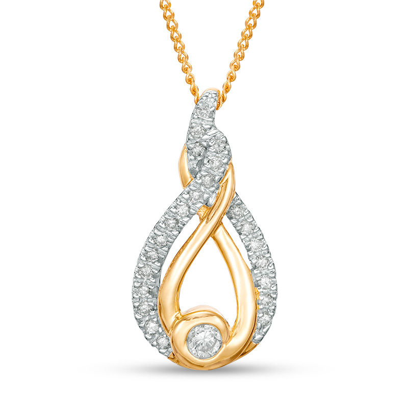 Main Image 1 of Interwoven™ 0.19 CT. T.W. Diamond Pendant in 10K Gold - 19&quot;