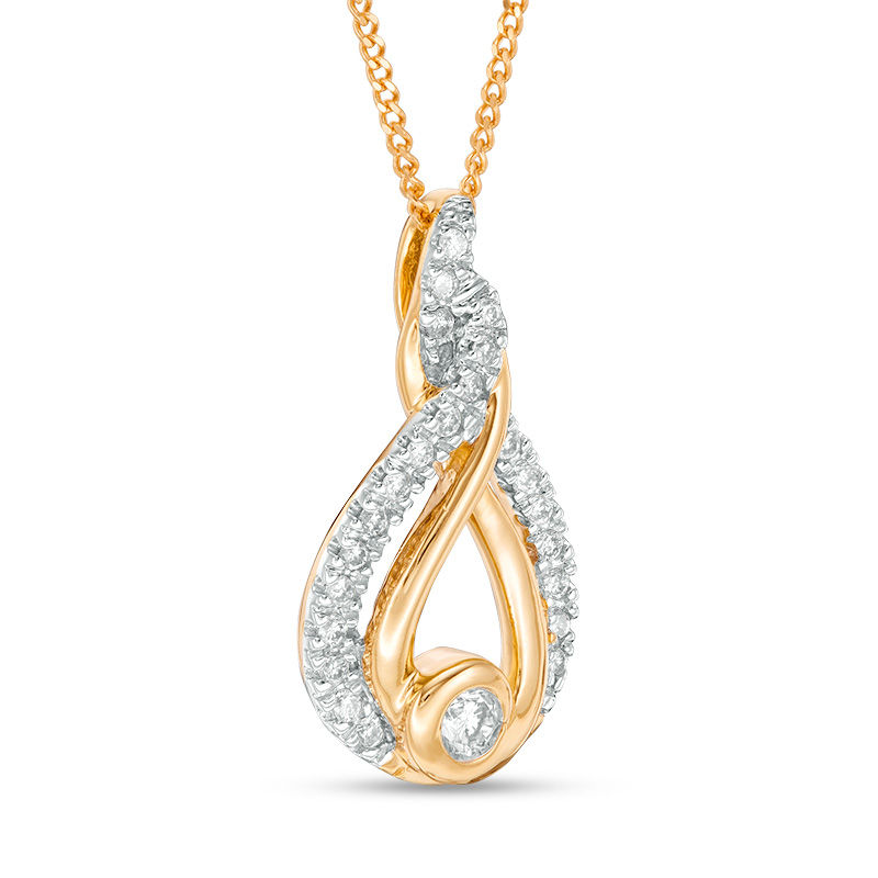 Main Image 2 of Interwoven™ 0.19 CT. T.W. Diamond Pendant in 10K Gold - 19&quot;