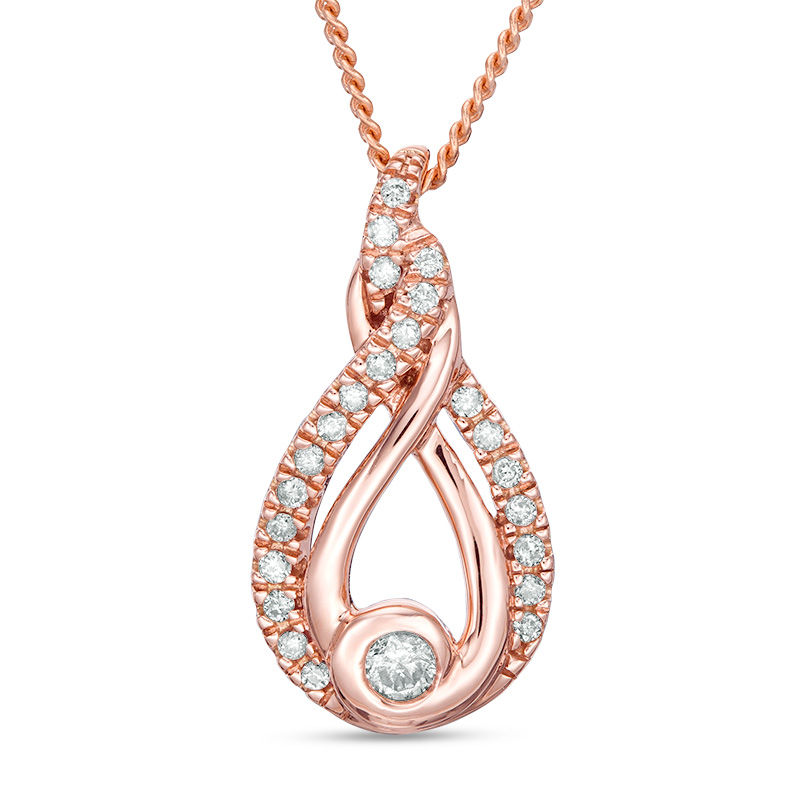 Interwoven™ 0.19 CT. T.W. Diamond Pendant in 10K Rose Gold - 19"