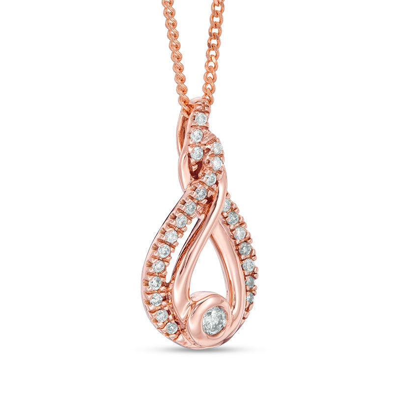Main Image 2 of Interwoven™ 0.19 CT. T.W. Diamond Pendant in 10K Rose Gold - 19"