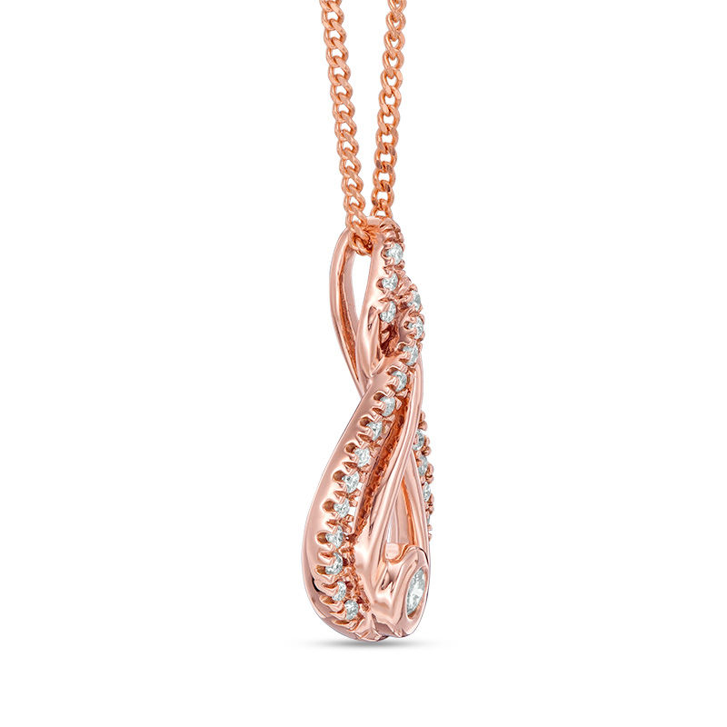 Main Image 3 of Interwoven™ 0.19 CT. T.W. Diamond Pendant in 10K Rose Gold - 19"