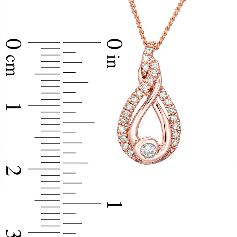 Main Image 5 of Interwoven™ 0.19 CT. T.W. Diamond Pendant in 10K Rose Gold - 19"
