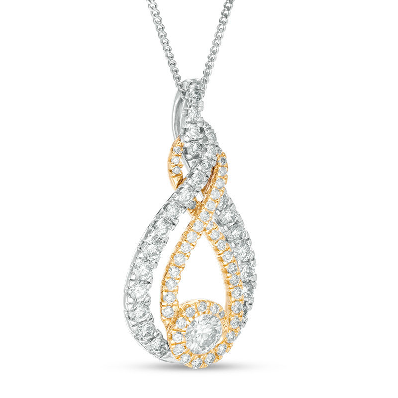 Main Image 2 of Interwoven™ 0.99 CT. T.W. Diamond Pendant in 10K Two-Tone Gold - 19"
