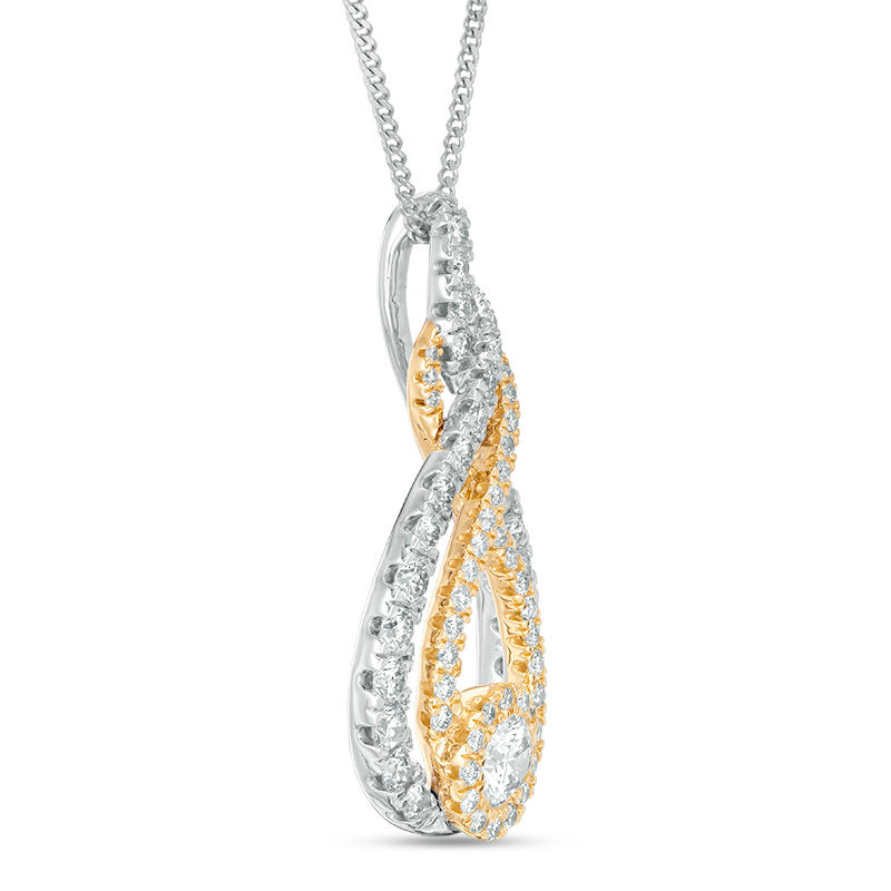 Main Image 3 of Interwoven™ 0.99 CT. T.W. Diamond Pendant in 10K Two-Tone Gold - 19"