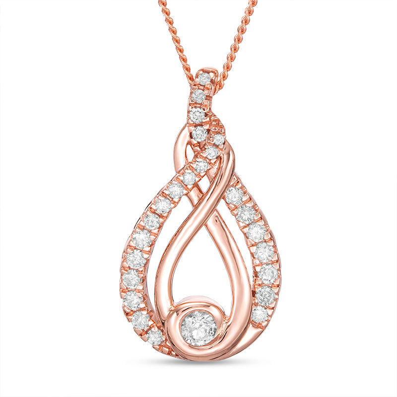 Interwoven™ 0.45 CT. T.W. Diamond Pendant in 10K Rose Gold - 19"