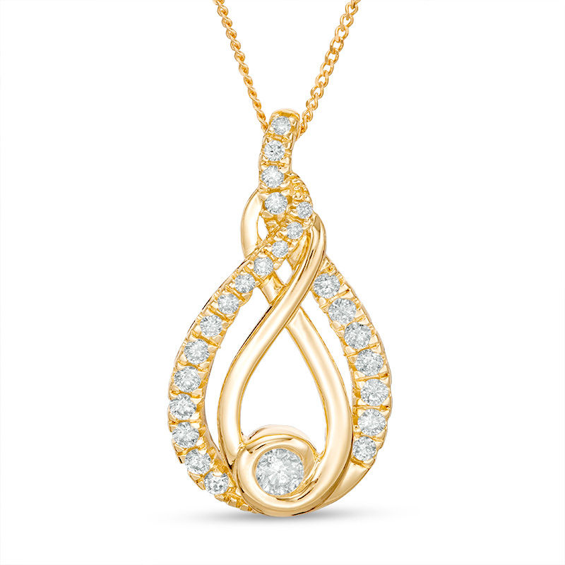 Interwoven™ 0.45 CT. T.W. Diamond Pendant in 10K Gold - 19"