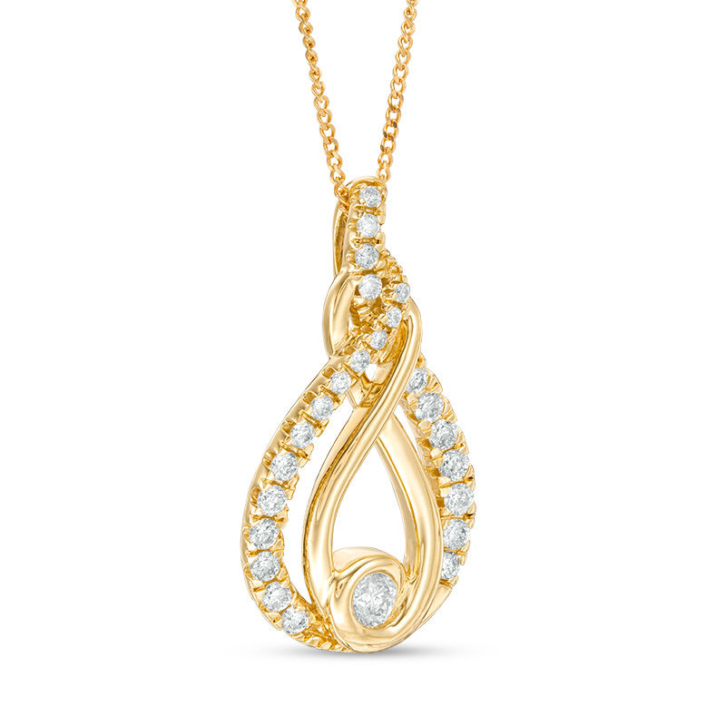 Interwoven™ 0.45 CT. T.W. Diamond Pendant in 10K Gold - 19"