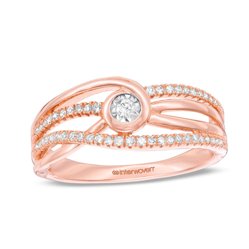 Interwoven™ 0.18 CT. T.W. Diamond Promise Ring in 10K Rose Gold