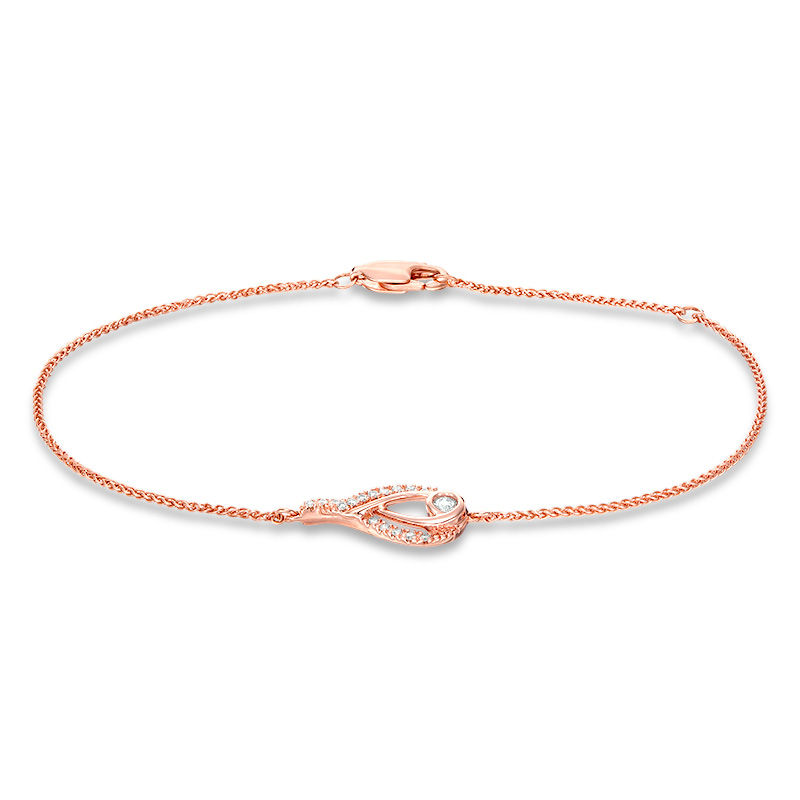 Interwoven™ 0.145 CT. T.W. Diamond Bracelet in 10K Rose Gold - 7.75"|Peoples Jewellers