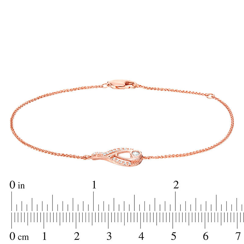 Main Image 3 of Interwoven™ 0.145 CT. T.W. Diamond Bracelet in 10K Rose Gold - 7.75"