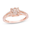 Thumbnail Image 1 of 6.0mm Cushion-Cut Morganite and 0.05 CT. T.W. Diamond Split Shank Ring in 10K Rose Gold