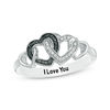 Thumbnail Image 0 of 1/20 CT. T.W. Enhanced Black and White Diamond Multi-Heart Promise Ring in Sterling Silver (1 Line)
