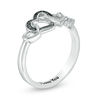 Thumbnail Image 2 of 1/20 CT. T.W. Enhanced Black and White Diamond Multi-Heart Promise Ring in Sterling Silver (1 Line)