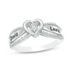 Thumbnail Image 1 of Couple's 1/8 CT. T.W. Diamond Heart Frame Promise Ring in Sterling Silver (2 Names)