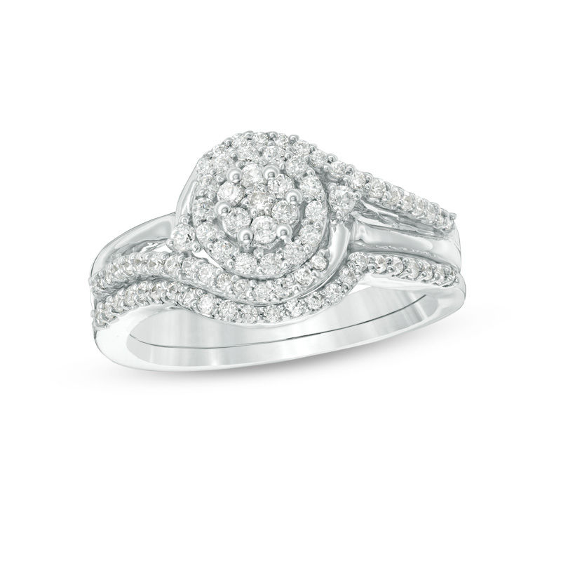 0.45 CT. T.W. Composite Diamond Frame Bypass Bridal Set in 10K White Gold|Peoples Jewellers
