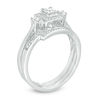 Thumbnail Image 1 of 0.29 CT. T.W. Princess-Cut Diamond Three Stone Frame Bridal Set in 10K White Gold
