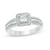 Thumbnail Image 0 of 0.69 CT. T.W. Princess-Cut Diamond Frame Multi-Row Engagement Ring in 10K White Gold