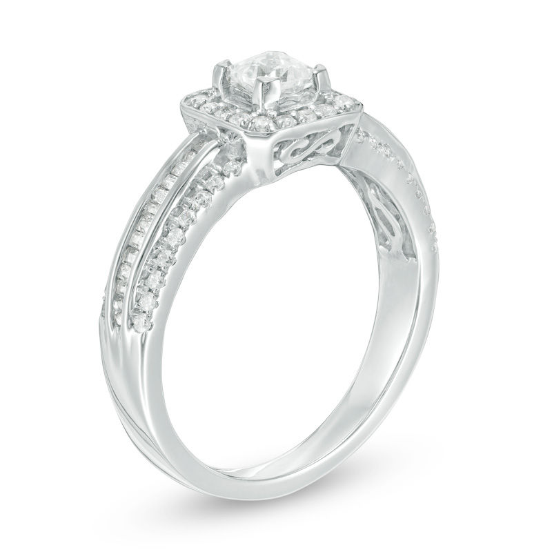 0.69 CT. T.W. Princess-Cut Diamond Frame Multi-Row Engagement Ring in 10K White Gold