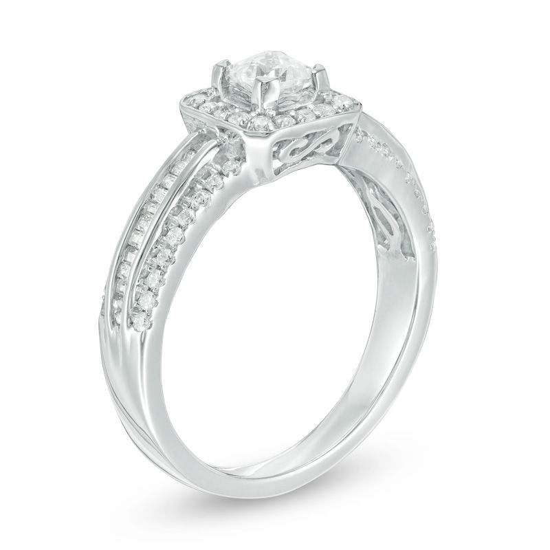0.69 CT. T.W. Princess-Cut Diamond Frame Multi-Row Engagement Ring in 10K White Gold