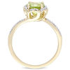 Thumbnail Image 2 of 7.0mm Peridot and 0.10 CT. T.W. Diamond Floral Frame Bypass Ring in 14K Gold
