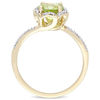 Thumbnail Image 3 of 7.0mm Peridot and 0.10 CT. T.W. Diamond Floral Frame Bypass Ring in 14K Gold