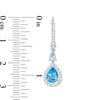 Thumbnail Image 2 of Pear-Shaped Swiss and Sky Blue Topaz with Lab-Created White Sapphire Frame Drop Earrings in Sterling Silver