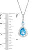 Thumbnail Image 3 of Pear-Shaped Swiss and Sky Blue Topaz with Lab-Created White Sapphire Frame Drop Pendant in Sterling Silver