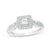 Thumbnail Image 0 of 0.37 CT. T.W. Princess-Cut Diamond Frame Tri-Sides Engagement Ring in 10K White Gold