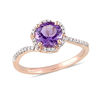Thumbnail Image 1 of 7.0mm Amethyst and 0.10 CT. T.W. Diamond Floral Frame Bypass Ring in 14K Rose Gold