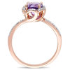 Thumbnail Image 3 of 7.0mm Amethyst and 0.10 CT. T.W. Diamond Floral Frame Bypass Ring in 14K Rose Gold