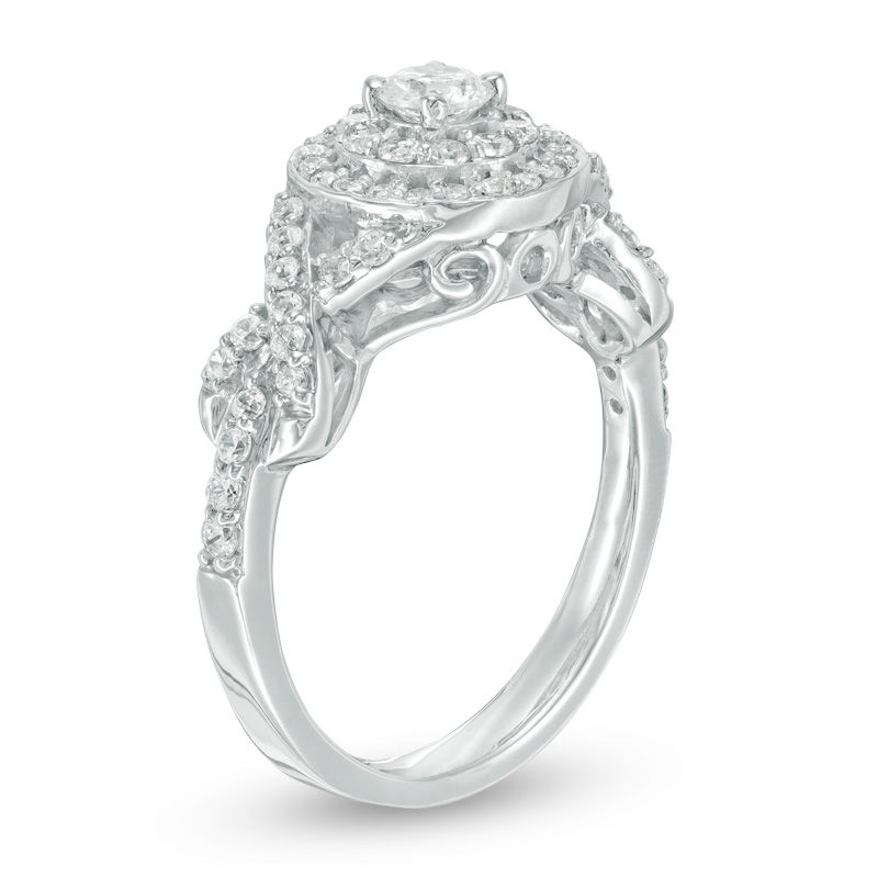 0.69 CT. T.W. Diamond Double Frame Twist Engagement Ring in 10K White Gold