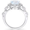 Thumbnail Image 2 of 8.0mm Cushion-Cut Aquamarine, White Sapphire and 0.06 CT. T.W. Diamond Frame Vintage-Style Ring in 14K White Gold