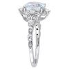 Thumbnail Image 3 of 8.0mm Cushion-Cut Aquamarine, White Sapphire and 0.06 CT. T.W. Diamond Frame Vintage-Style Ring in 14K White Gold