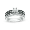 Thumbnail Image 0 of 0.45 CT. T.W. Enhanced Black and White Diamond Double Row Bridal Set in Sterling Silver