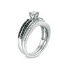 Thumbnail Image 1 of 0.45 CT. T.W. Enhanced Black and White Diamond Double Row Bridal Set in Sterling Silver