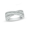 Thumbnail Image 0 of 0.69 CT. T.W. Baguette and Round Diamond Crossover Band in 10K White Gold