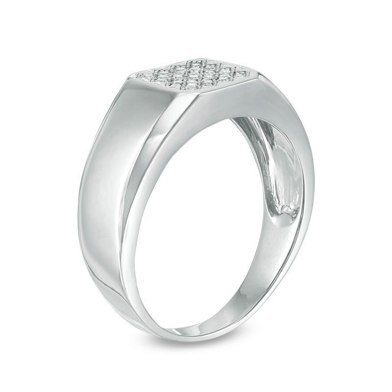 Men's 0.145 CT. T.W. Composite Diamond Signet Ring in Sterling Silver|Peoples Jewellers