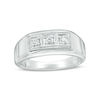 Thumbnail Image 1 of Men's 0.145 CT. T.W. Diamond Three Stone Ring in Sterling Silver