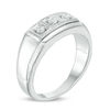 Thumbnail Image 2 of Men's 0.145 CT. T.W. Diamond Three Stone Ring in Sterling Silver