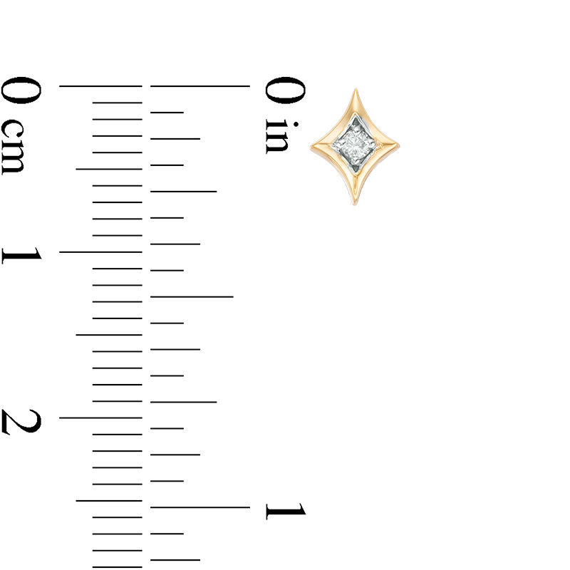 Main Image 2 of 0.04 CT. T.W. Diamond Solitaire Star Stud Earrings in 10K Gold