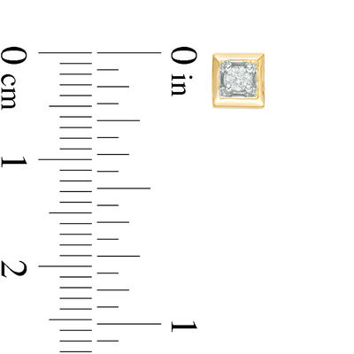 0.085 CT. T.W. Diamond Solitaire Square Stud Earrings in 10K Gold