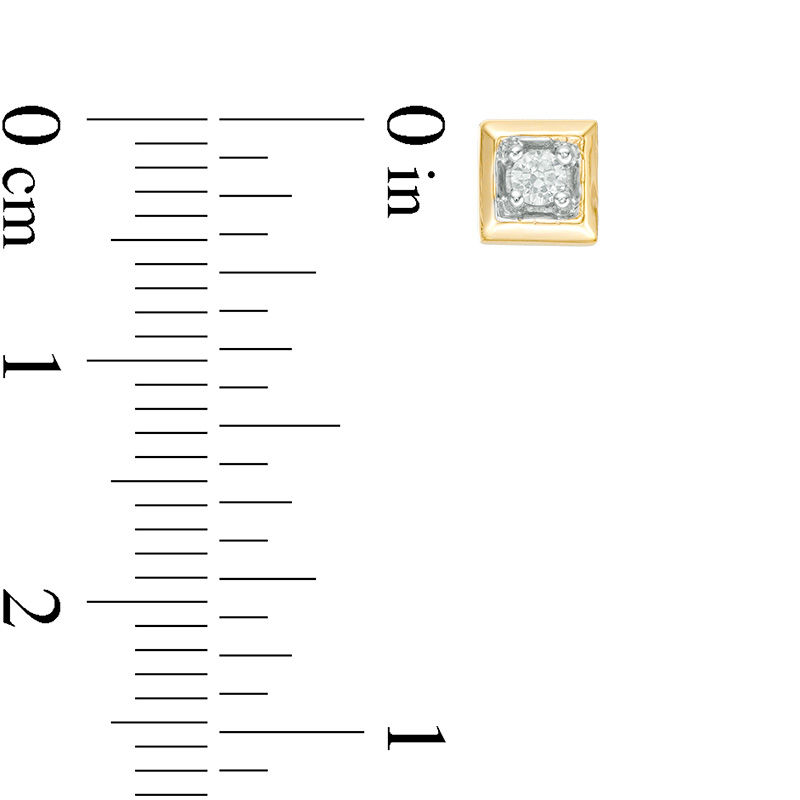 0.085 CT. T.W. Diamond Solitaire Square Stud Earrings in 10K Gold