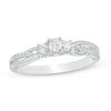 Thumbnail Image 1 of 0.30 CT. T.W. Certified Canadian Diamond Three Stone Swirl Engagement Ring in 14K White Gold (I/I2)