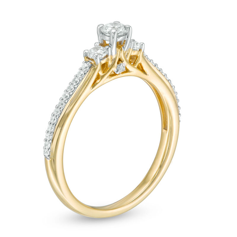 0.40 CT. T.W. Certified Canadian Diamond Three Stone Engagement Ring in 14K Gold (I/I2)|Peoples Jewellers