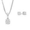 Thumbnail Image 1 of 0.21 CT. T.W. Composite Diamond Flower Pendant and Stud Earrings Set in Sterling Silver