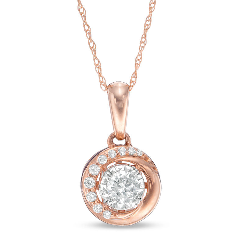 0.24 CT. T.W. Diamond Orbit Pendant in 10K Rose Gold