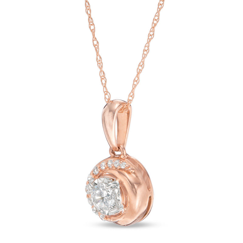 Main Image 2 of 0.24 CT. T.W. Diamond Orbit Pendant in 10K Rose Gold