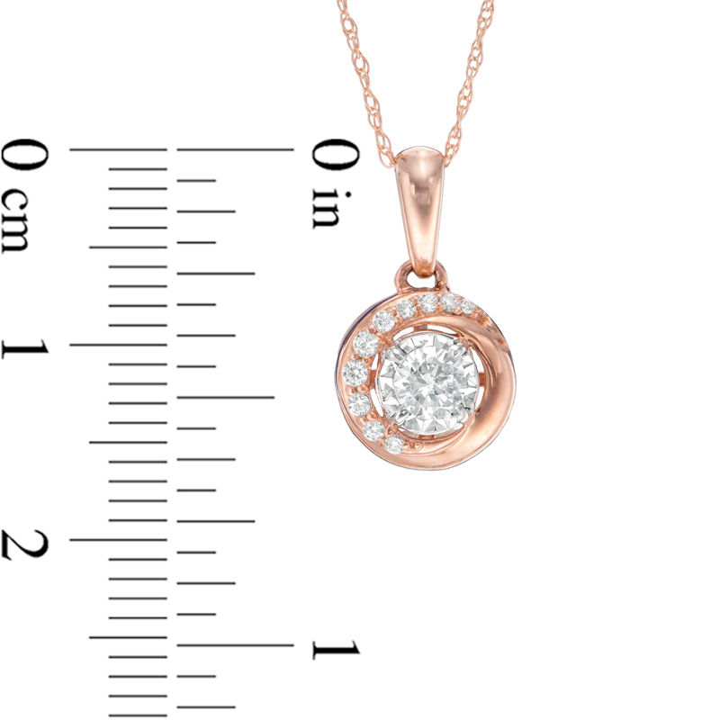 Main Image 3 of 0.24 CT. T.W. Diamond Orbit Pendant in 10K Rose Gold
