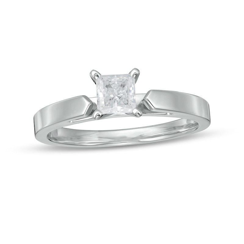 1.00 CT. Certified Princess-Cut Diamond Solitaire Engagement Ring in 14K White Gold (I/I2)